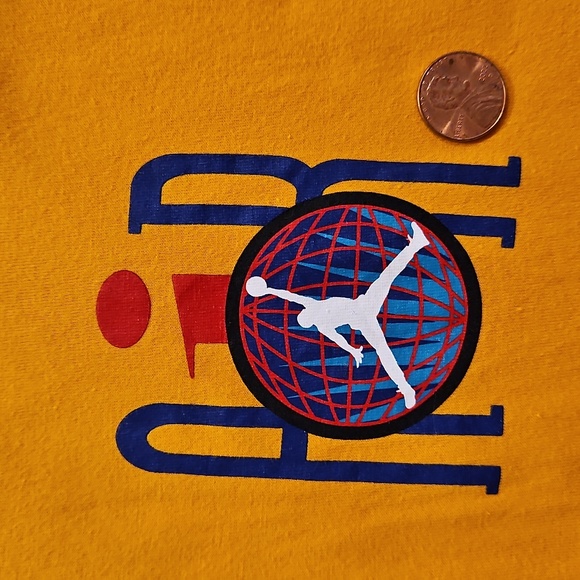 Air Jordan yellow orange short sleeve graphic tee XL Chicago Bulls GOAT MVP - Picture 6 of 8
